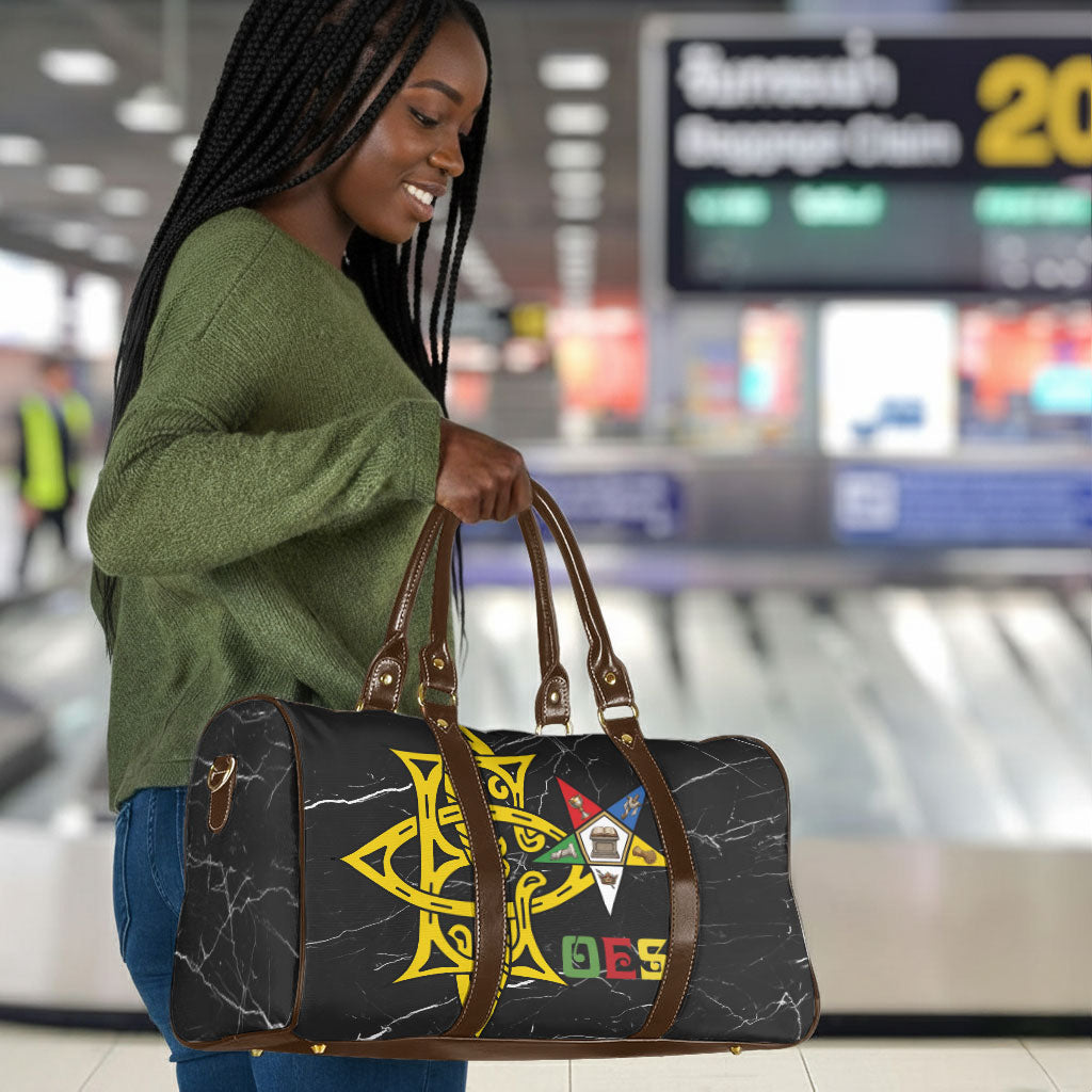 OES Order Of The Eastern Star Travel Bag Five Pointed Star Emblem On Black Marble Texture