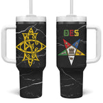 OES Order Of The Eastern Star Tumbler With Handle Five Pointed Star Emblem On Black Marble Texture