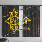OES Order Of The Eastern Star Window Curtain Five Pointed Star Emblem On Black Marble Texture
