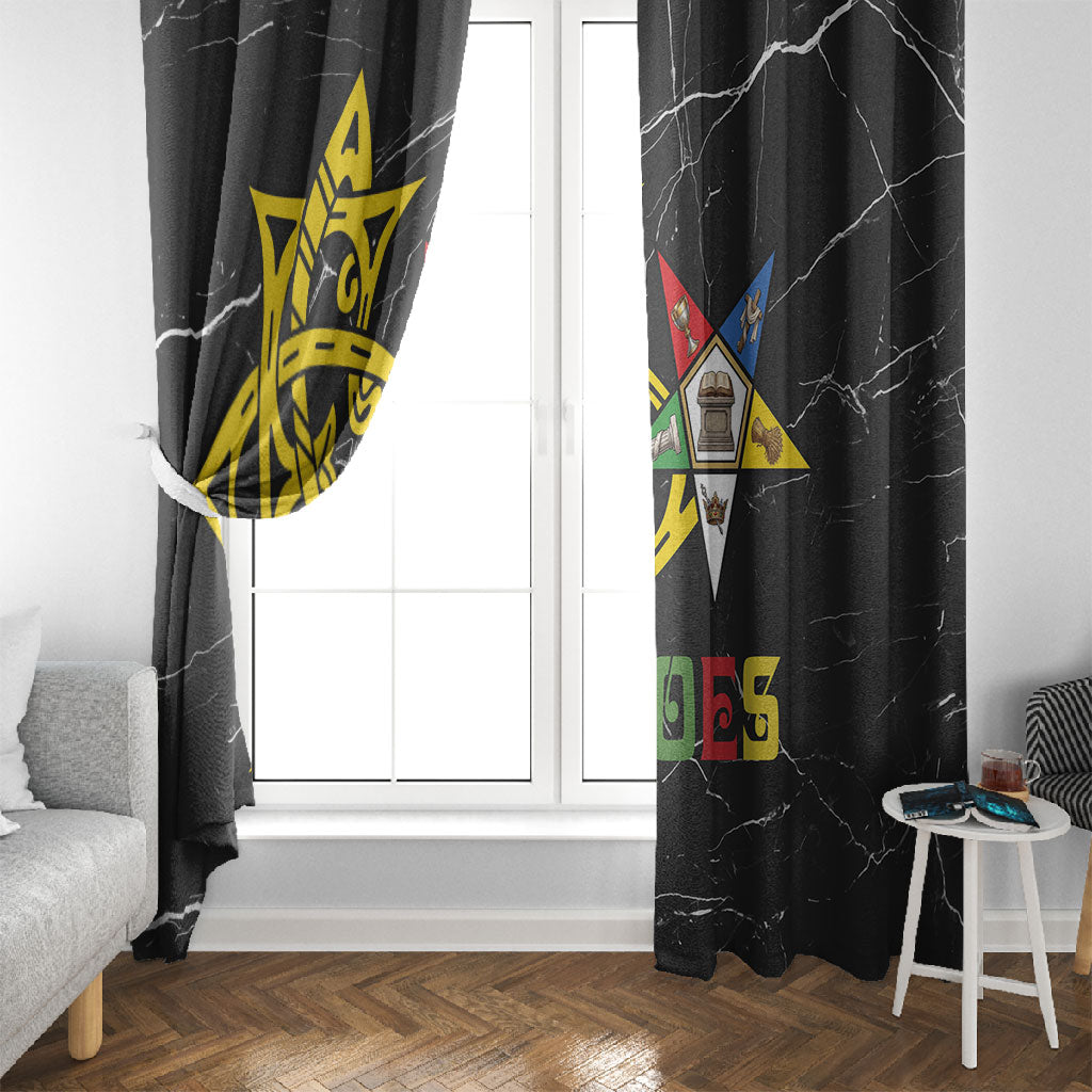 OES Order Of The Eastern Star Window Curtain Five Pointed Star Emblem On Black Marble Texture