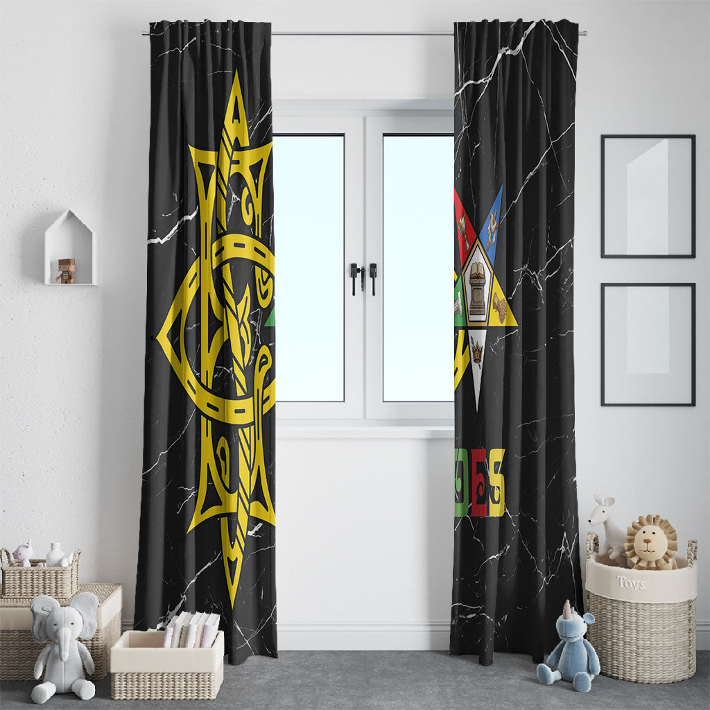 OES Order Of The Eastern Star Window Curtain Five Pointed Star Emblem On Black Marble Texture