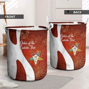 OES Order Of The Eastern Star Laundry Basket Five Pointed Star Emblem With Gold Floral Art