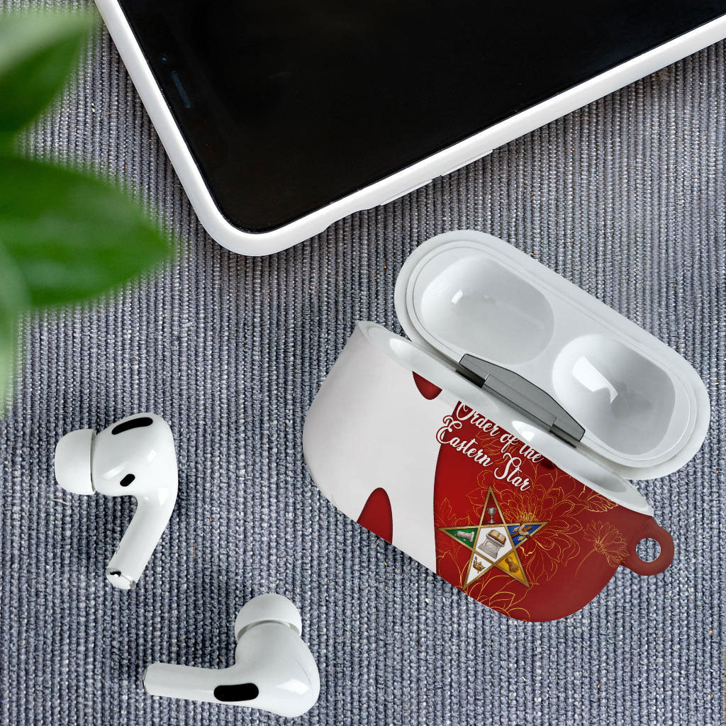 OES Order Of The Eastern Star AirPods Case Five Pointed Star Emblem With Gold Floral Art