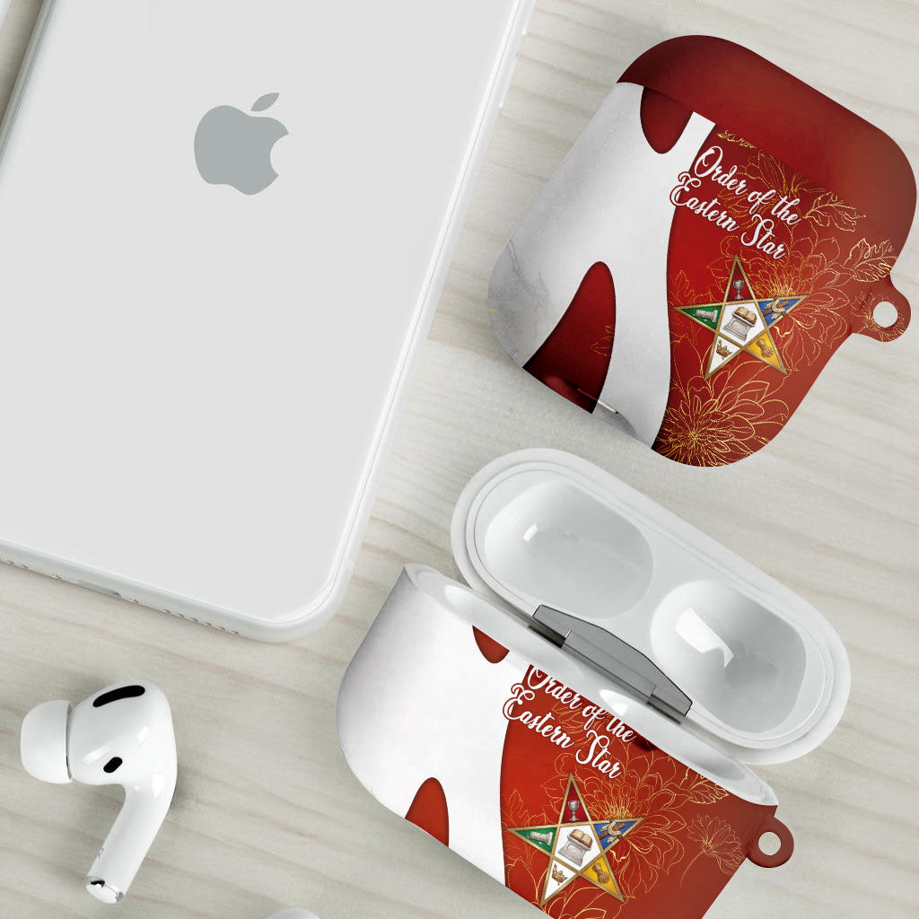 OES Order Of The Eastern Star AirPods Case Five Pointed Star Emblem With Gold Floral Art