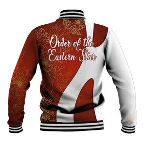 OES Order Of The Eastern Star Baseball Jacket Five Pointed Star Emblem With Gold Floral Art