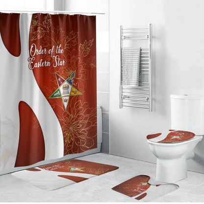 OES Order Of The Eastern Star Bathroom Set Five Pointed Star Emblem With Gold Floral Art