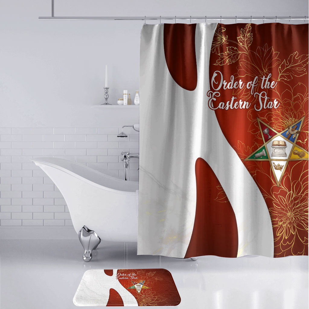 OES Order Of The Eastern Star Bathroom Set Five Pointed Star Emblem With Gold Floral Art