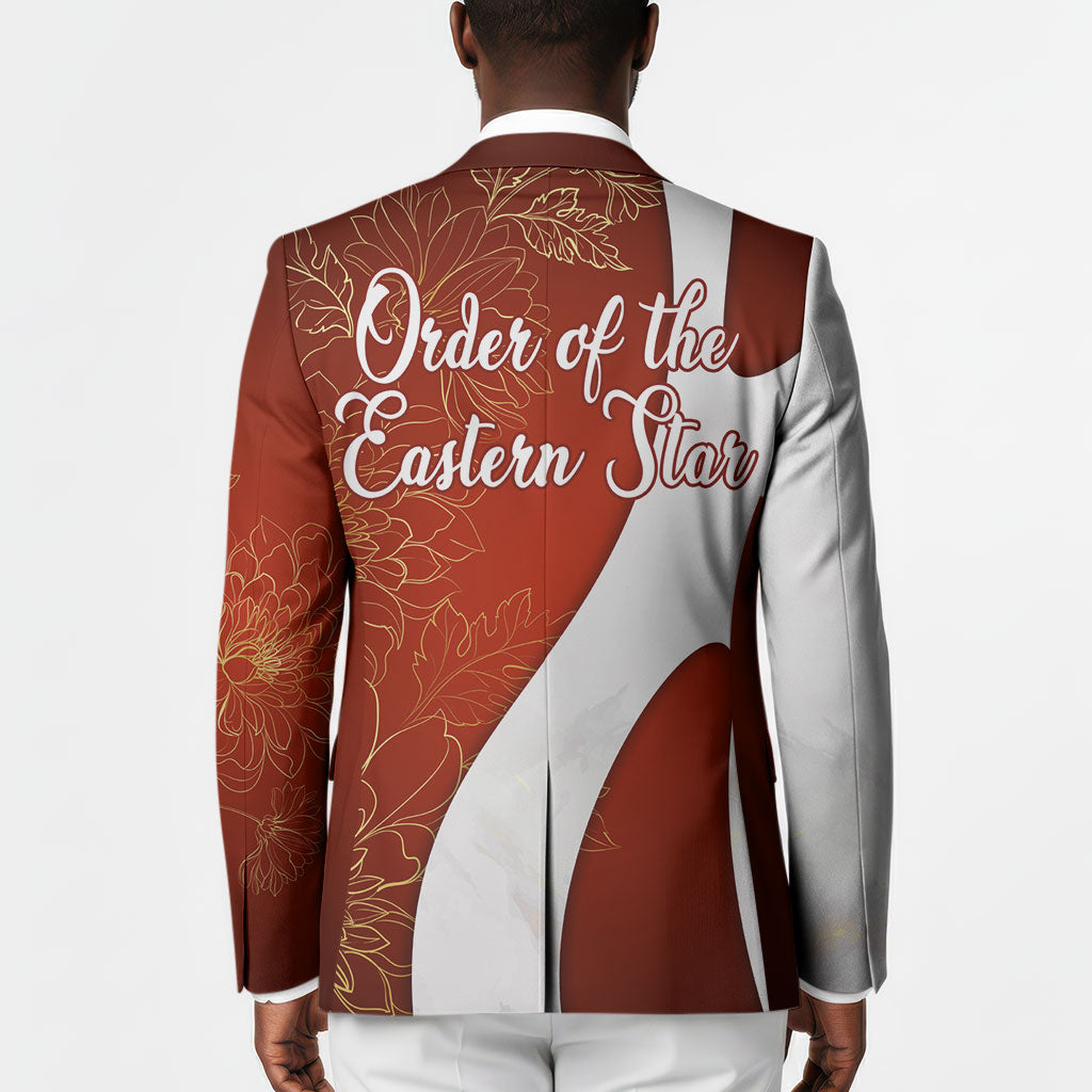 OES Order Of The Eastern Star Blazer Five Pointed Star Emblem With Gold Floral Art