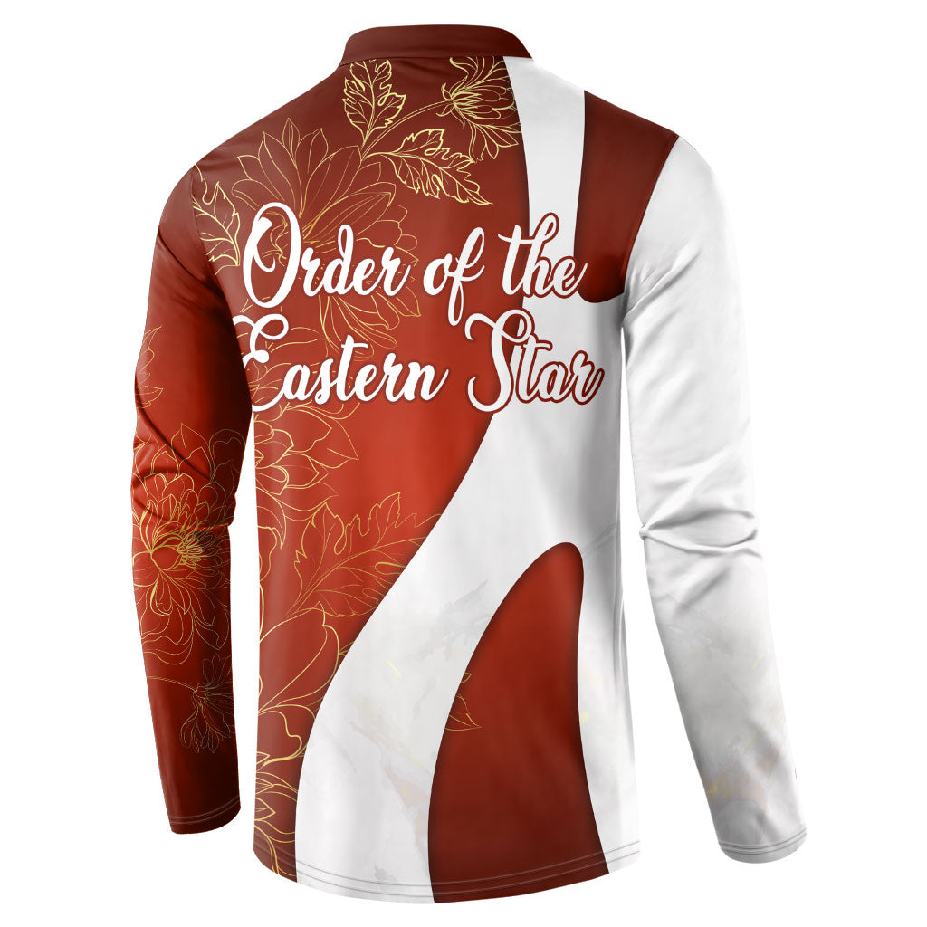 OES Order Of The Eastern Star Button Sweatshirt Five Pointed Star Emblem With Gold Floral Art