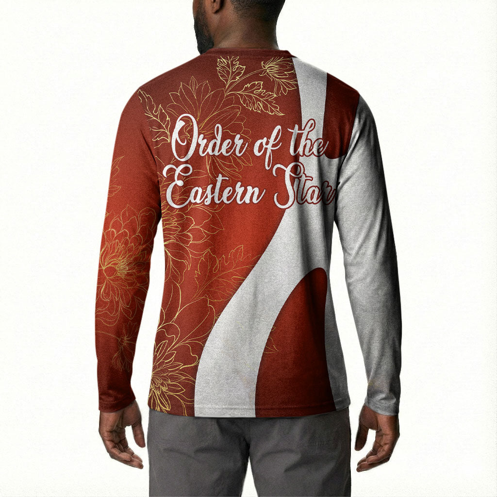 OES Order Of The Eastern Star Button Sweatshirt Five Pointed Star Emblem With Gold Floral Art