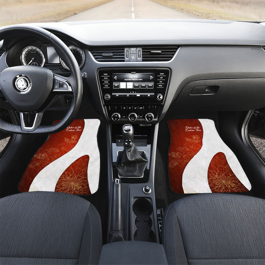 OES Order Of The Eastern Star Car Mats Five Pointed Star Emblem With Gold Floral Art