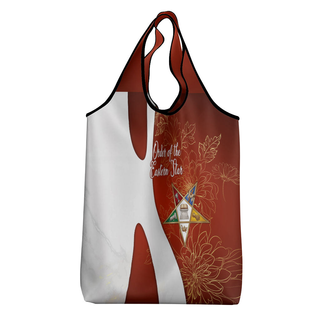 OES Order Of The Eastern Star Grocery Bag Five Pointed Star Emblem With Gold Floral Art