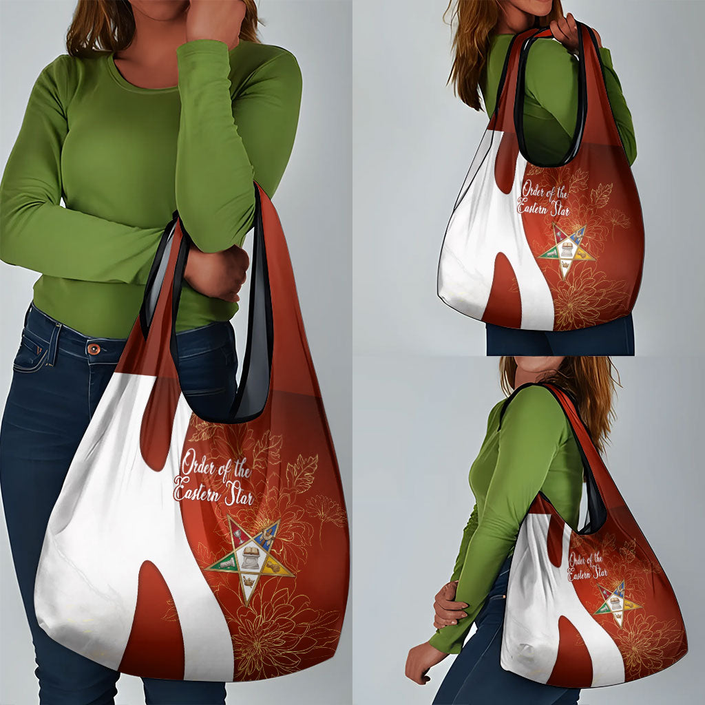 OES Order Of The Eastern Star Grocery Bag Five Pointed Star Emblem With Gold Floral Art