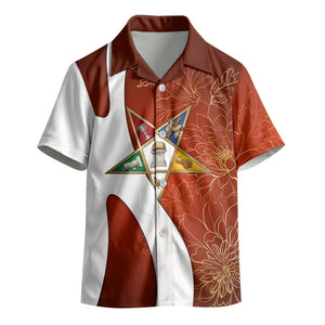 OES Order Of The Eastern Star Kid Hawaiian Shirt Five Pointed Star Emblem With Gold Floral Art