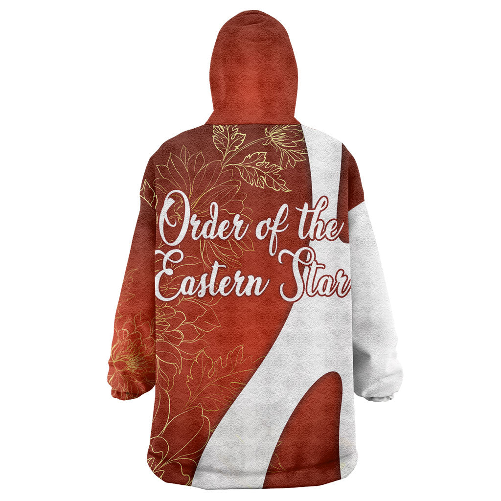 OES Order Of The Eastern Star Kid Wearable Blanket Hoodie Five Pointed Star Emblem With Gold Floral Art