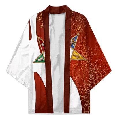 OES Order Of The Eastern Star Kimono Five Pointed Star Emblem With Gold Floral Art