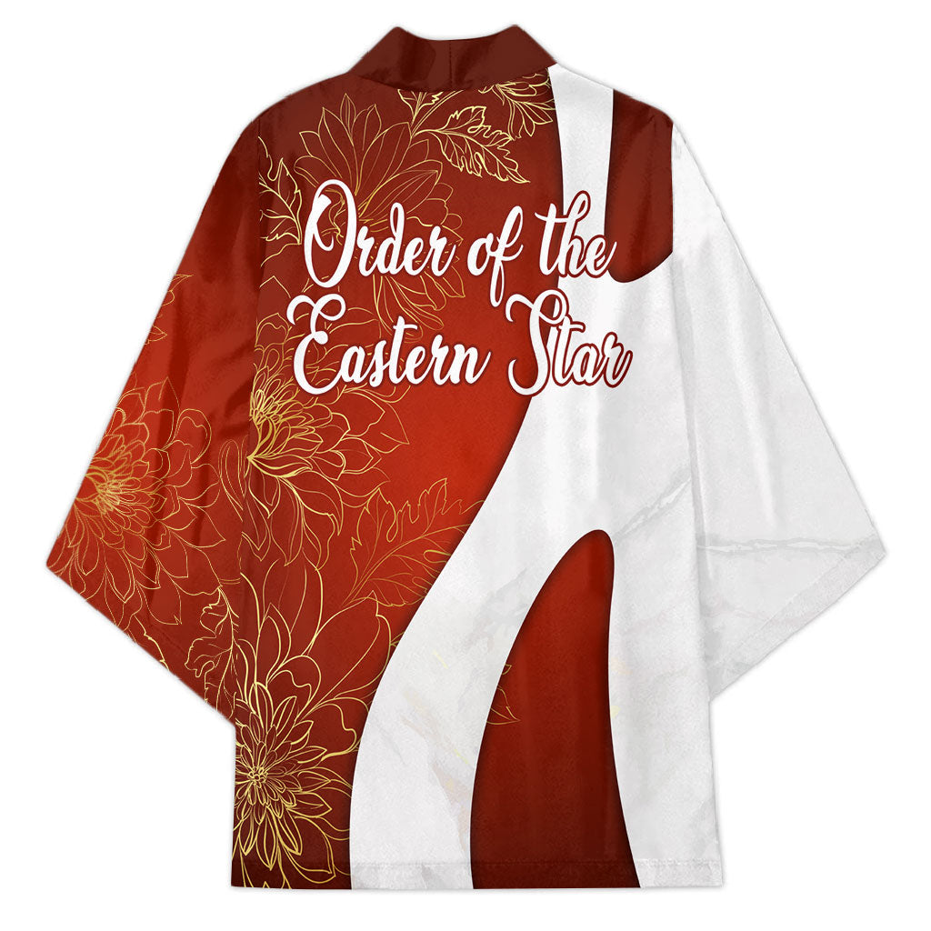OES Order Of The Eastern Star Kimono Five Pointed Star Emblem With Gold Floral Art