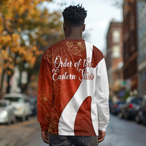 OES Order Of The Eastern Star Long Sleeve Shirt Five Pointed Star Emblem With Gold Floral Art