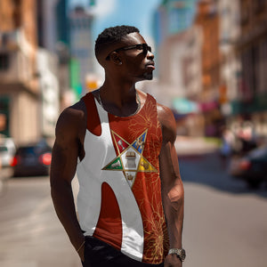 OES Order Of The Eastern Star Men Tank Top Five Pointed Star Emblem With Gold Floral Art