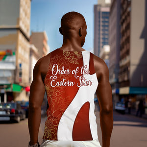 OES Order Of The Eastern Star Men Tank Top Five Pointed Star Emblem With Gold Floral Art