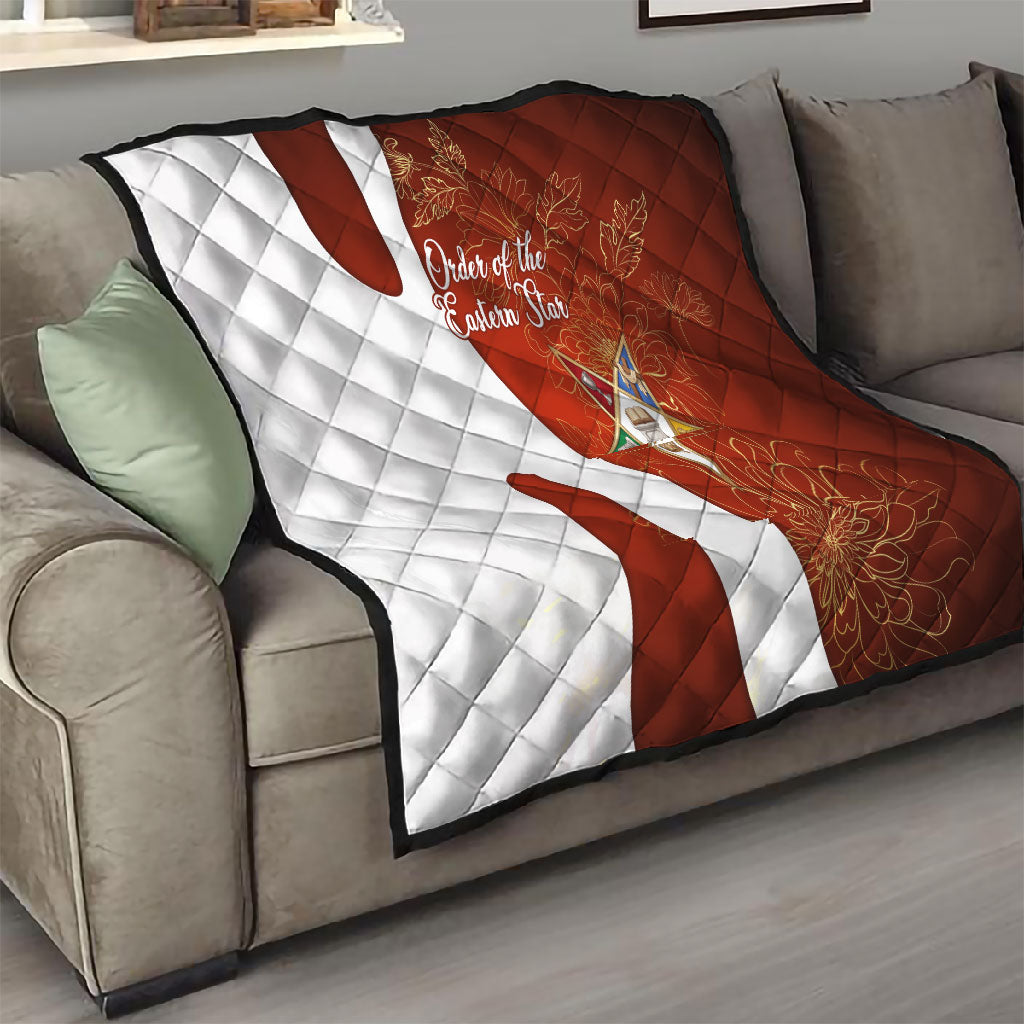 OES Order Of The Eastern Star Quilt Five Pointed Star Emblem With Gold Floral Art