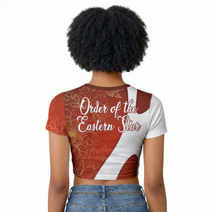 OES Order Of The Eastern Star Raglan Cropped T shirt Five Pointed Star Emblem With Gold Floral Art