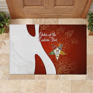 OES Order Of The Eastern Star Rubber Doormat Five Pointed Star Emblem With Gold Floral Art