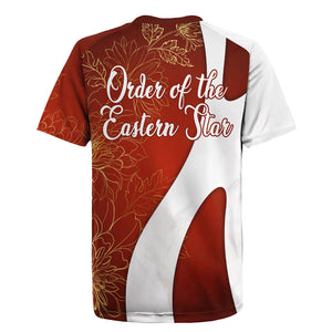 OES Order Of The Eastern Star Rugby Jersey Five Pointed Star Emblem With Gold Floral Art