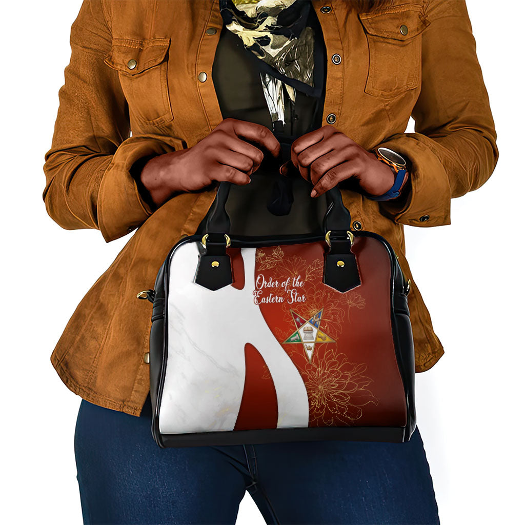 OES Order Of The Eastern Star Shoulder Handbag Five Pointed Star Emblem With Gold Floral Art