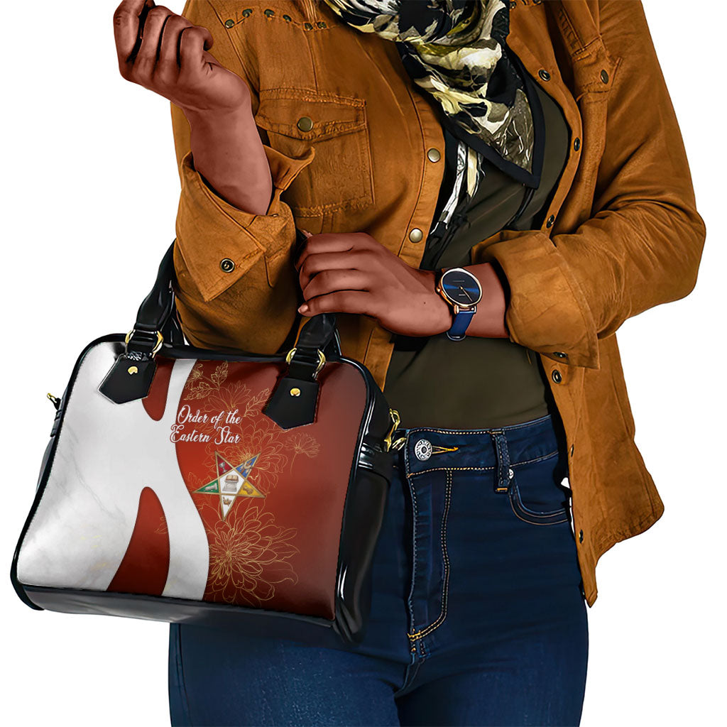 OES Order Of The Eastern Star Shoulder Handbag Five Pointed Star Emblem With Gold Floral Art