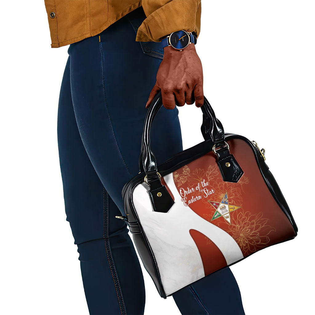OES Order Of The Eastern Star Shoulder Handbag Five Pointed Star Emblem With Gold Floral Art