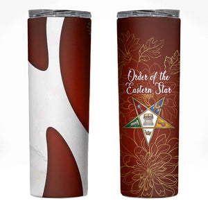 OES Order Of The Eastern Star Skinny Tumbler Five Pointed Star Emblem With Gold Floral Art