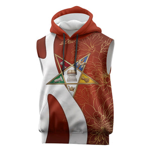 OES Order Of The Eastern Star Sleeveless Hoodie Five Pointed Star Emblem With Gold Floral Art