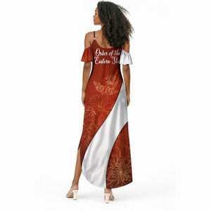 OES Order Of The Eastern Star Summer Maxi Dress Five Pointed Star Emblem With Gold Floral Art