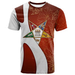 OES Order Of The Eastern Star T shirt Five Pointed Star Emblem With Gold Floral Art