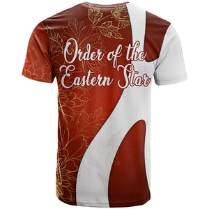 OES Order Of The Eastern Star T shirt Five Pointed Star Emblem With Gold Floral Art