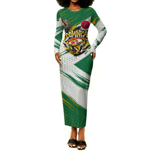 Dominica Independence Day Long Sleeve Bodycon Dress Caribbean Culture Island Pride