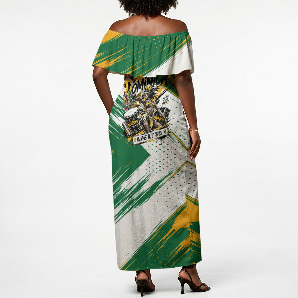 Dominica Independence Day Off Shoulder Maxi Dress Caribbean Culture Island Pride
