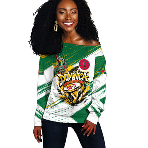 Dominica Independence Day Off Shoulder Sweater Caribbean Culture Island Pride