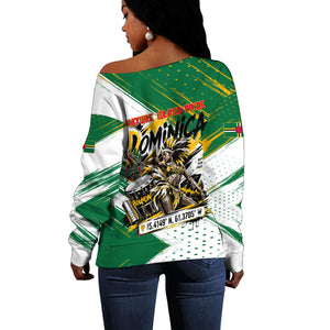 Dominica Independence Day Off Shoulder Sweater Caribbean Culture Island Pride