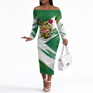 Dominica Independence Day Off The Shoulder Long Sleeve Dress Caribbean Culture Island Pride