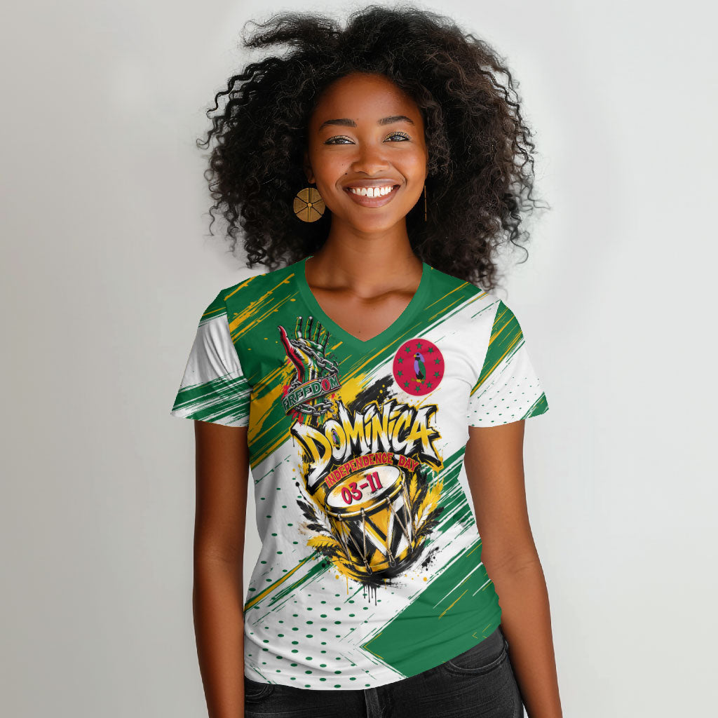 Dominica Independence Day Women V-Neck T-Shirt Caribbean Culture Island Pride