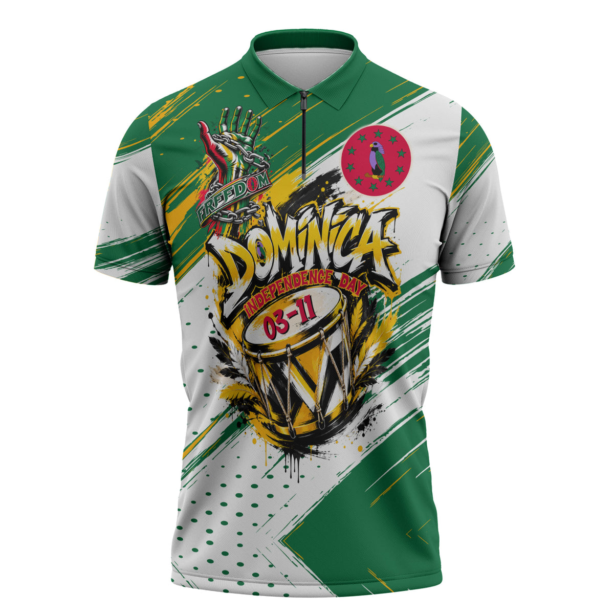 Dominica Independence Day Zipper Polo Shirt Caribbean Culture Island Pride