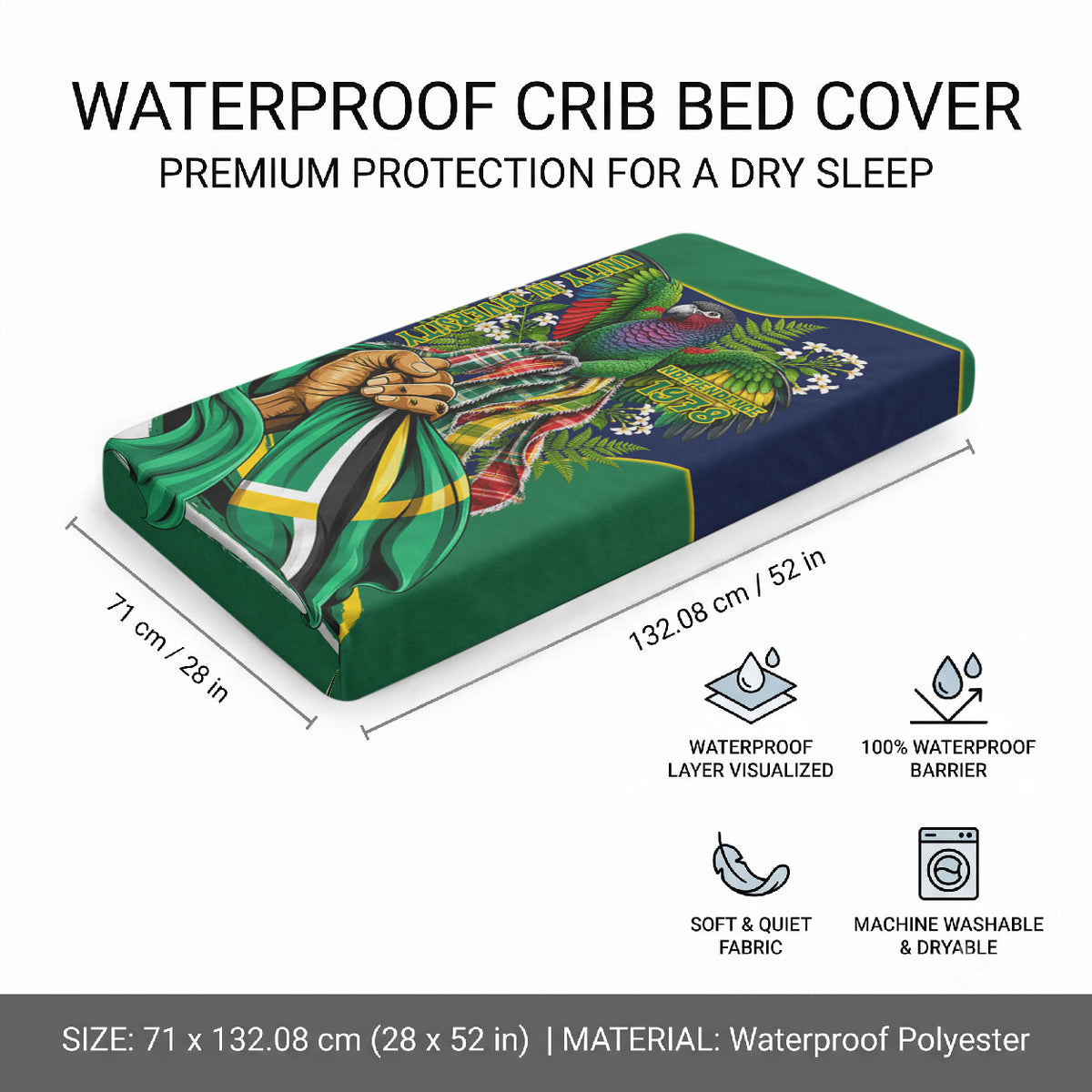 Dominica Independence Day Baby Bed Cover Sisserou Parrot Creole Culture Island Flag Art