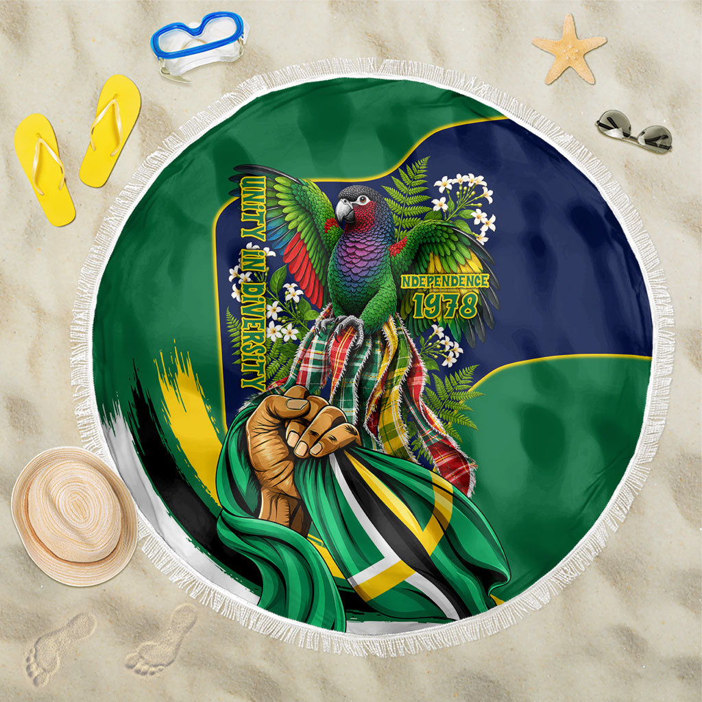 Dominica Independence Day Beach Blanket Sisserou Parrot Creole Culture Island Flag Art