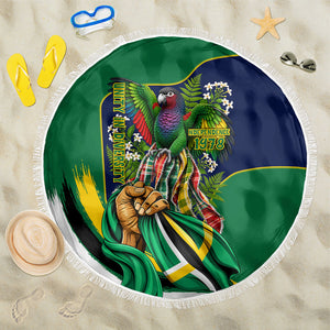 Dominica Independence Day Beach Blanket Sisserou Parrot Creole Culture Island Flag Art