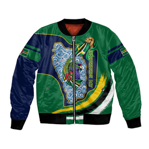 Dominica Independence Day Bomber Jacket Sisserou Parrot Creole Culture Island Flag Art