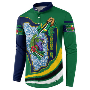 Dominica Independence Day Button Sweatshirt Sisserou Parrot Creole Culture Island Flag Art