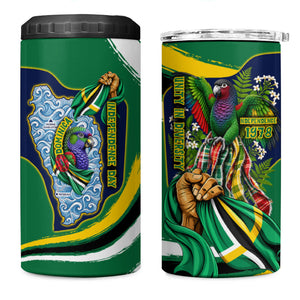 Dominica Independence Day 4 in 1 Can Cooler Tumbler Sisserou Parrot Creole Culture Island Flag Art