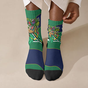 Dominica Independence Day Crew Socks Sisserou Parrot Creole Culture Island Flag Art